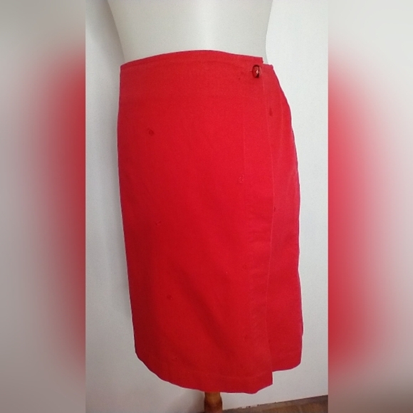 RED COTTON LADYBUG WRAP SKIRT - Picture 1 of 9